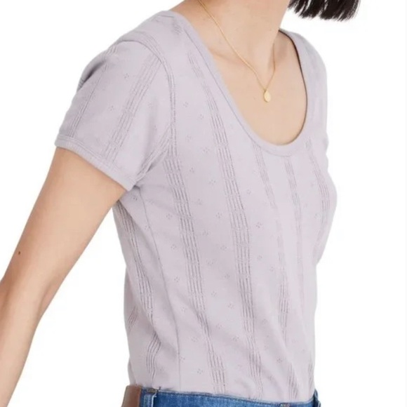 Madewell Pointelle Ribbed Tee VIOLET DUSK - Picture 2 of 6